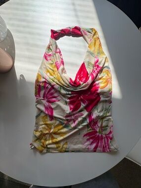 Target Floral Halter Top in Cream with Pink and Yellow Florals
